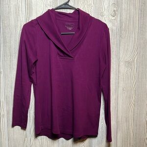Women's L.L.Bean Pullover, Long-Sleeve Shawl Collar Purple Size Small